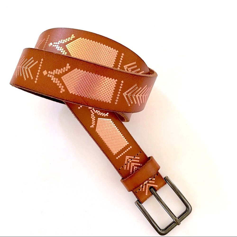 EXPRESS brown and rose gold leather belt